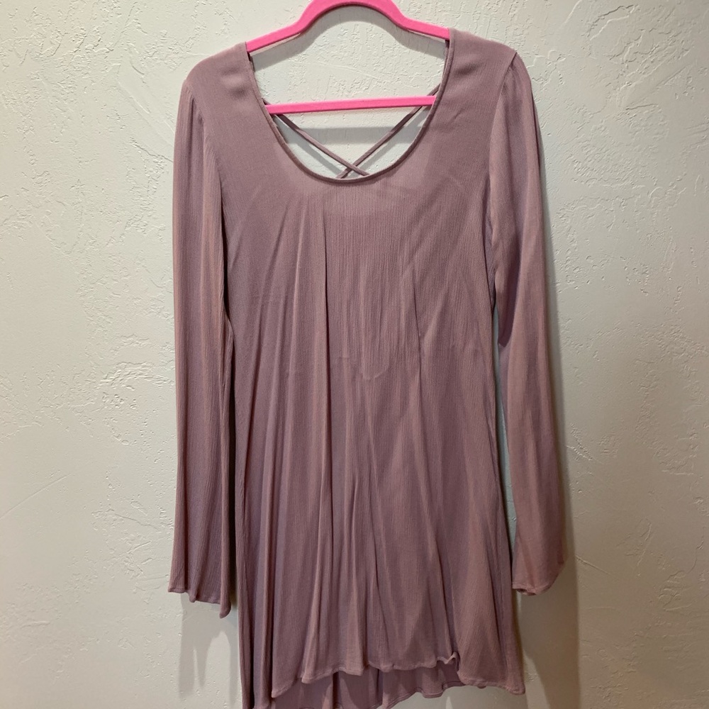 Mauve Long Sleeve Shift Dress